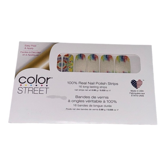 Color Street MAKE A SPLASH Rainbow & White Pearl Finish Nail Strips Set - Picture 2 of 7